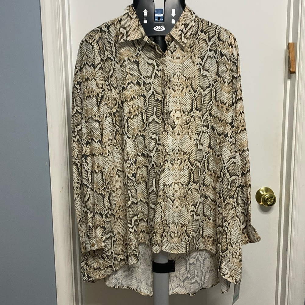 Snake print button-down shirt